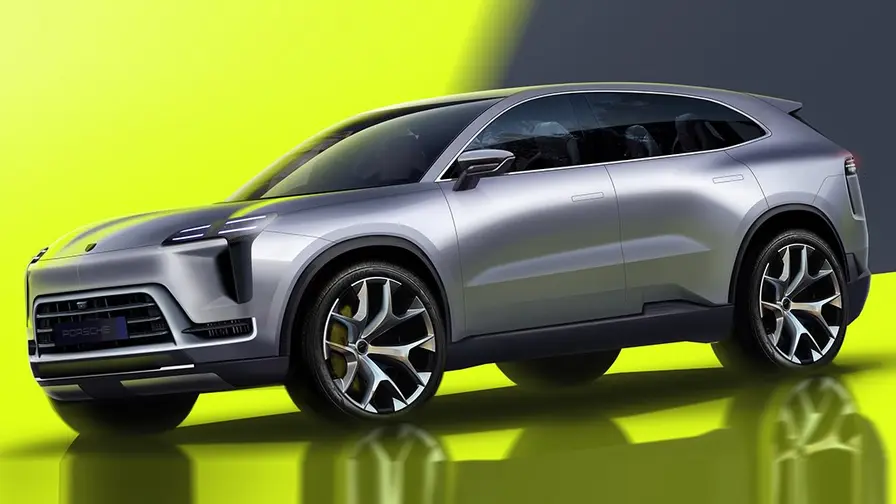 Skisser visar E4 Porsche Cayenne med förbränningsmotor