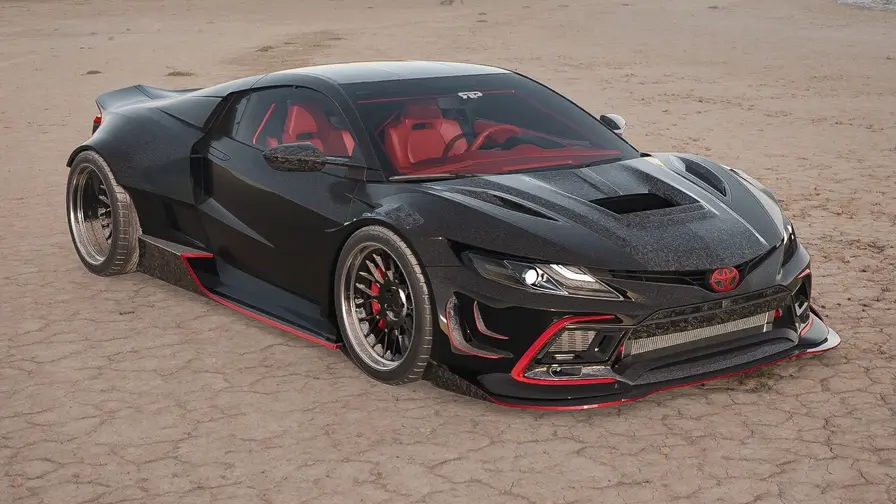 Digital Toyota Camry med Hellcat V8: mittmotor-koncept